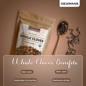Heawans cloves close-up image highlights glossy texture and uniform size.