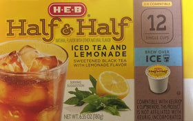 Pouring HEB Half and Half Iced Tea Lemonade into a cup for instant refreshment