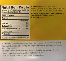 HEB Half and Half natural lemon-tea ingredients on a bright counter