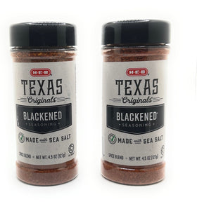HEB Texas Originals Blackened seasoning bottle close-up for quick weeknight meals.
