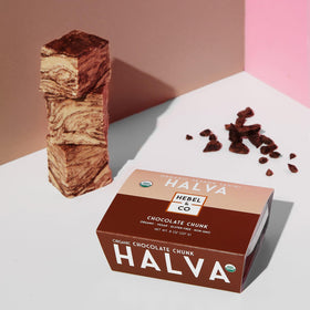 HEBEL & CO halva chocolate chunks close-up showing creamy texture