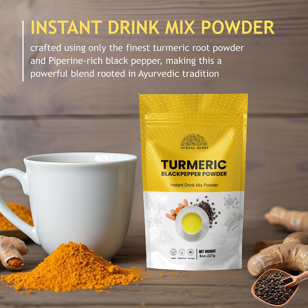 Hebhac Herbs golden milk setup with latte and warm aroma.