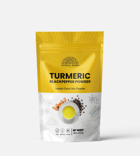 Hebhac Herbs turmeric curcumin with black pepper powder jar for Golden Milk preparation.