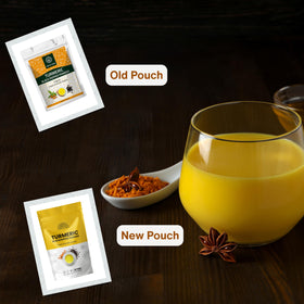 Hebhac Herbs turmeric curcumin powder scoop for quick hot beverages.