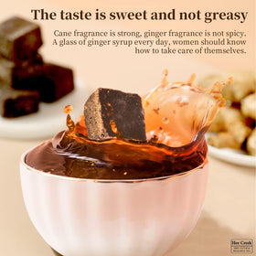 Hee Creek ginger brown sugar tea cubes dissolving in hot water.