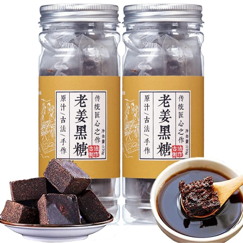 Hee Creek old brown sugar ginger tea cubes packaging for convenient single-serve portions.