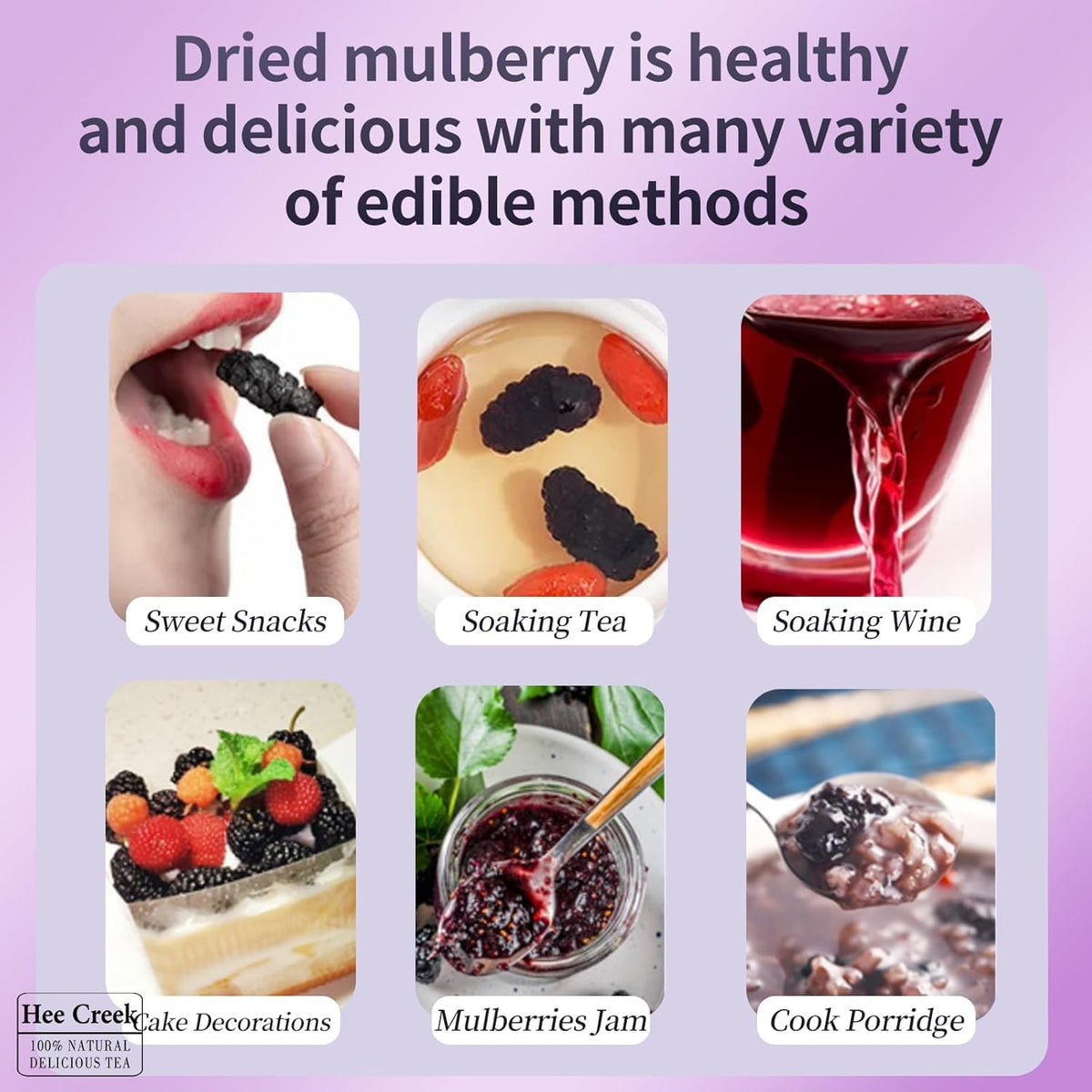 Hee Creek Top Grade dried mulberries in baking recipes for natural sweetness.