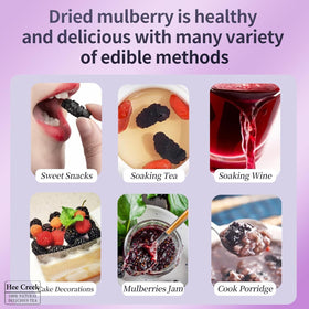 Hee Creek Top Grade dried mulberries in baking recipes for natural sweetness.