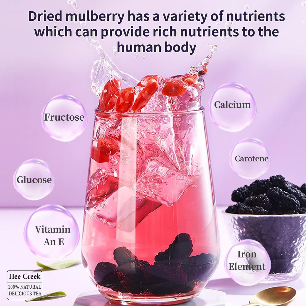 Hee Creek sun-dried mulberries show clean, additive-free quality and consistent size.