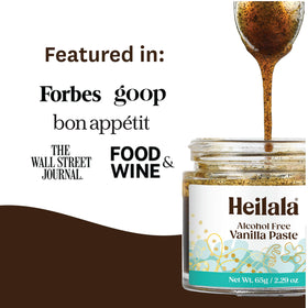 Measuring spoon prepared with Heilala vanilla paste for batter mixing.