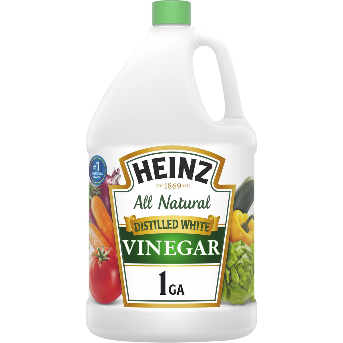 Heinz white vinegar 1 gal jug with handle for easy pouring.