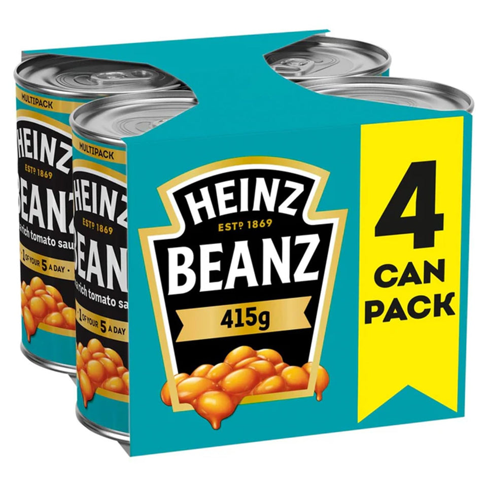 HEINZ Baked Beans 415g 4-pack can, quick pantry staple for meals