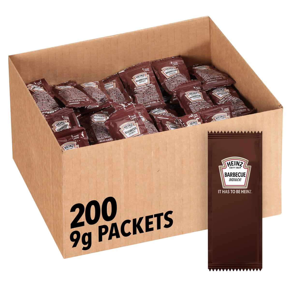 Heinz BBQ sauce single-serve packet for convenient, mess-free meals.