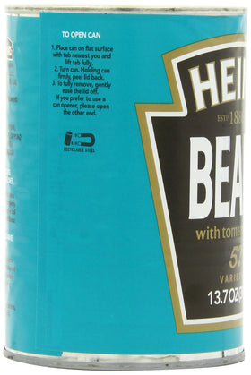 HEINZ beans product packaging showing reduced salt content