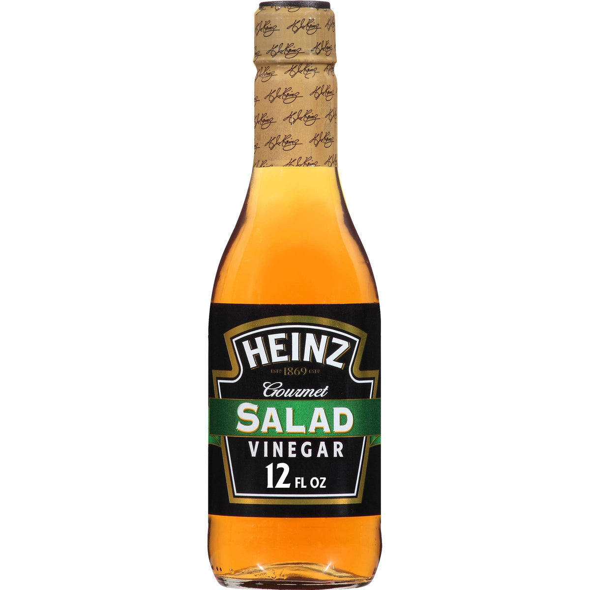 Heinz Gourmet Salad Vinegar bottle pour enhances dressings and brightens greens