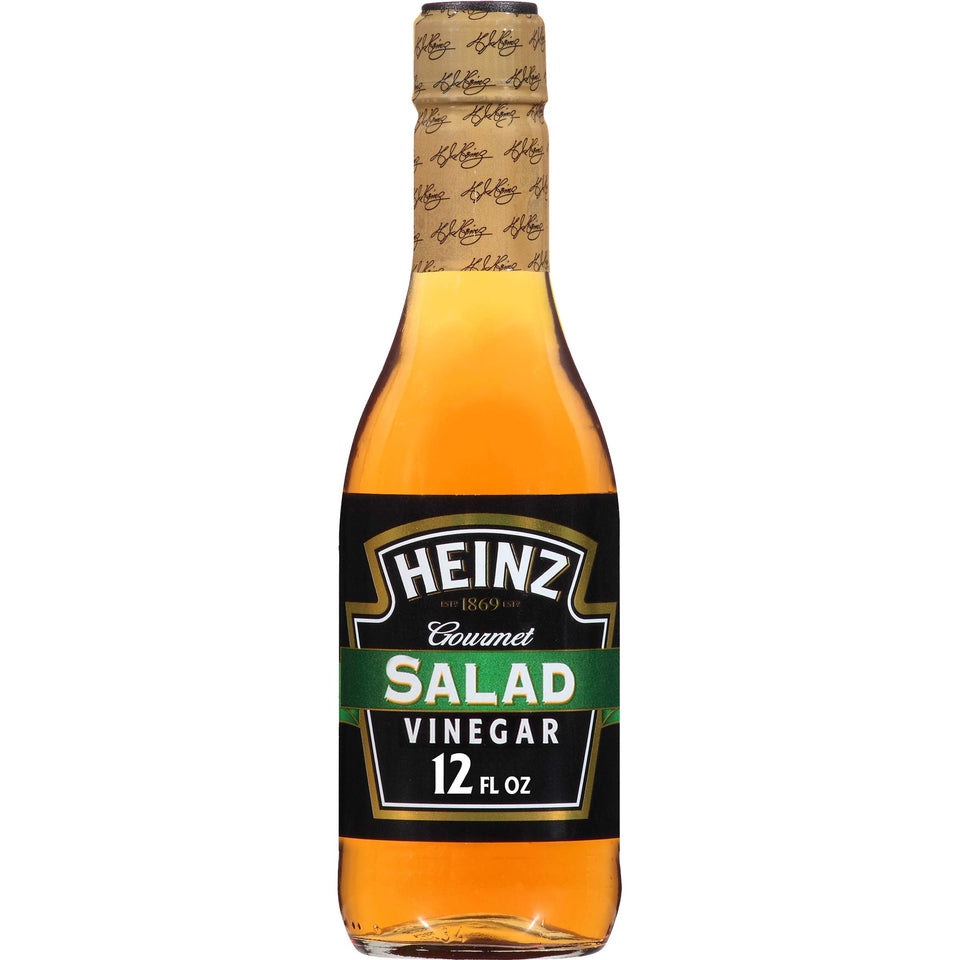 Heinz Gourmet Salad Vinegar bottle pour enhances dressings and brightens greens