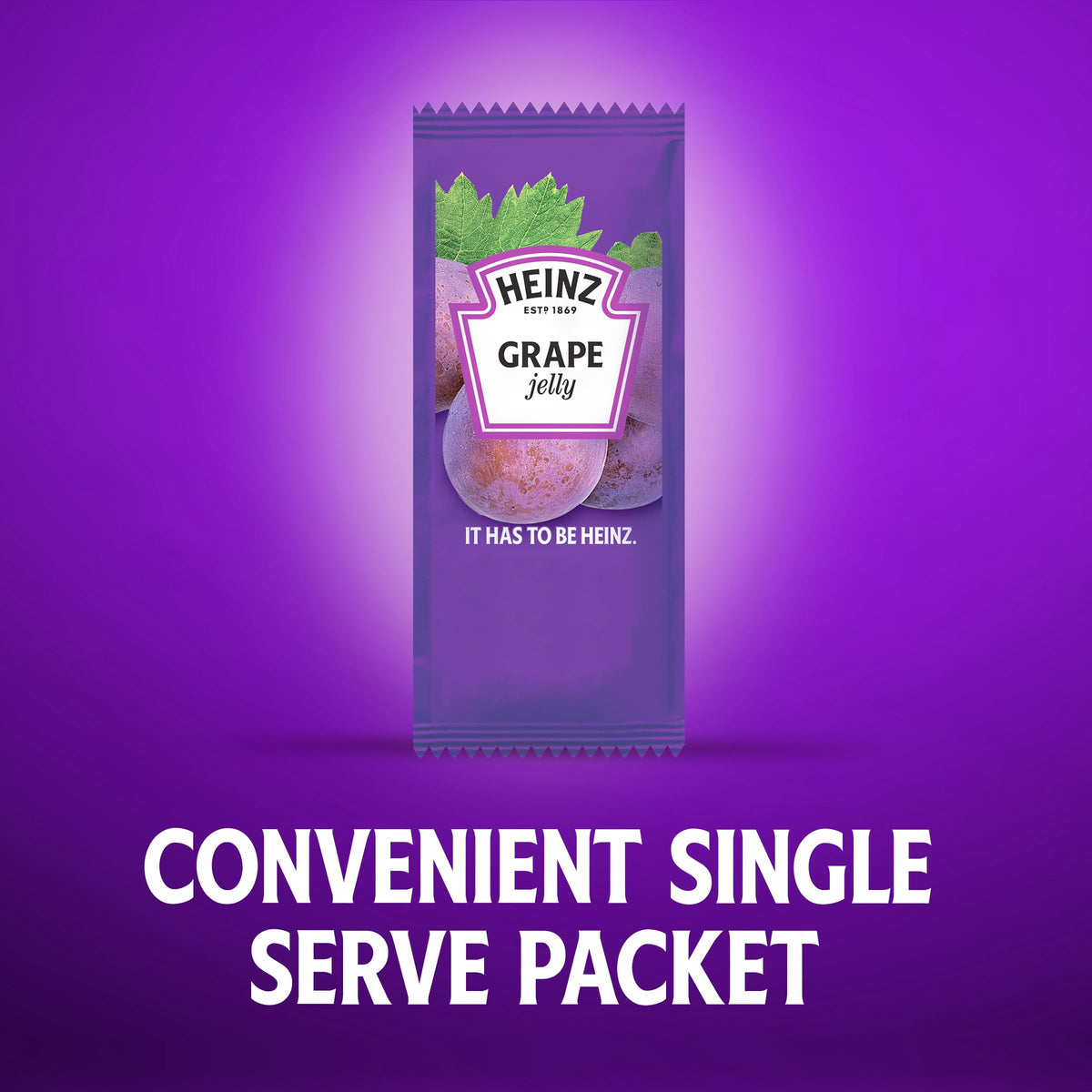 Close-up of Heinz Grape Jelly label highlighting grape juice base.