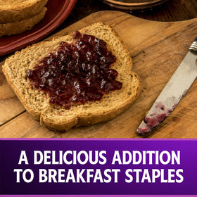 Packets arranged on a breakfast table for quick topping options.