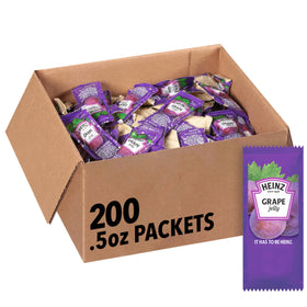 Heinz Grape Jelly single-serve packet 0.5 oz for clean, portion-controlled service.