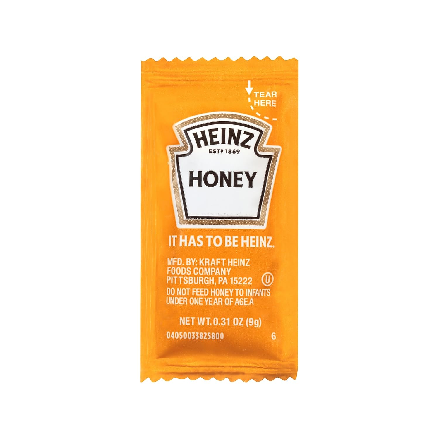 HEINZ Honey single-serve packet front view for convenient on-the-go sweetener in tea or coffee