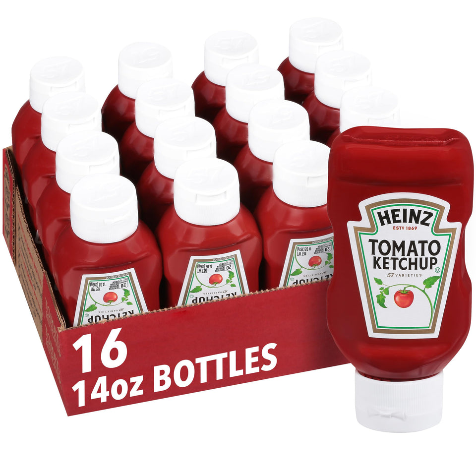 HEINZ Ketchup 14 oz bottle in a 16-pack, ideal for family meals