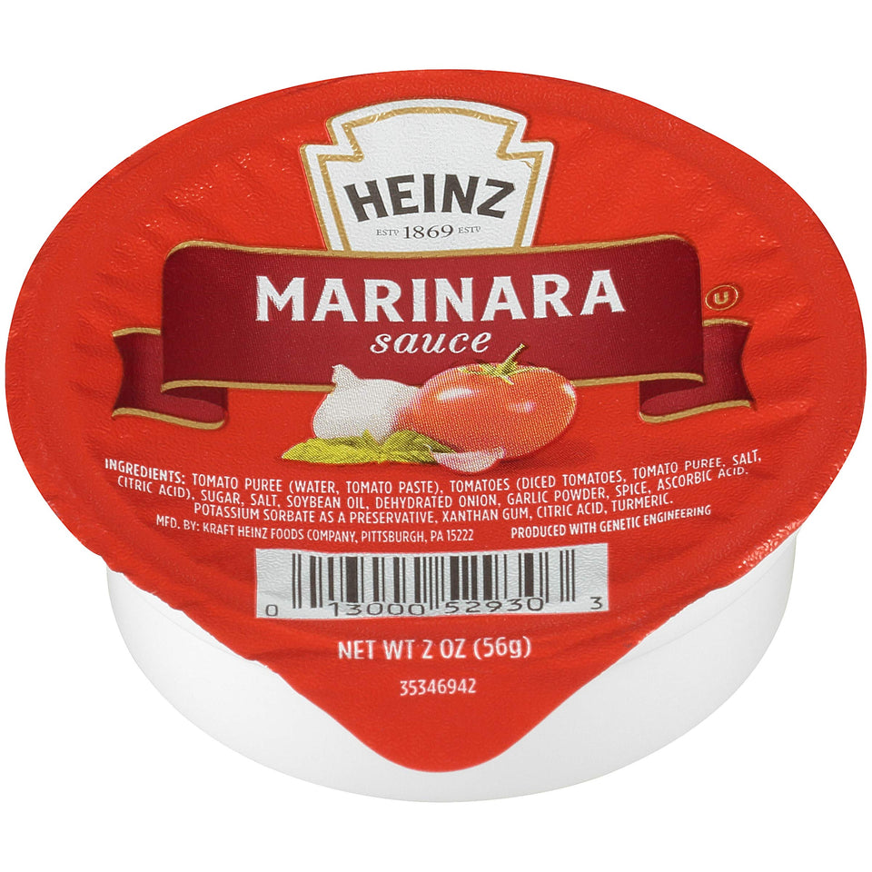HEINZ Marinara Sauce single-serve cups for quick, mess-free dipping in fast-casual and takeout contexts.