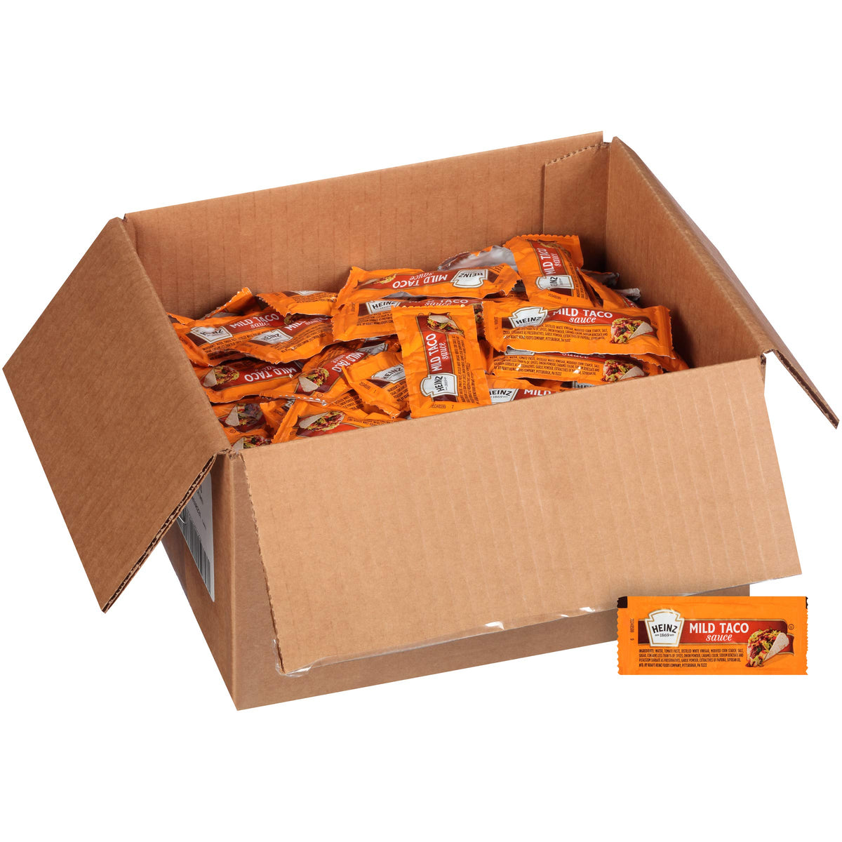 HEINZ Mild Taco Sauce travel-size packets ready for on-the-go meals.