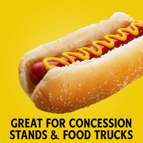HEINZ mustard packet enhances burgers and pretzels with tangy flavor.
