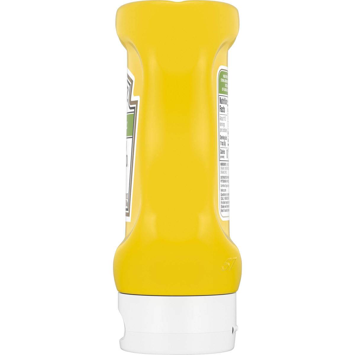 HEINZ Organic Yellow Mustard upside-down bottle for easy dispensing.