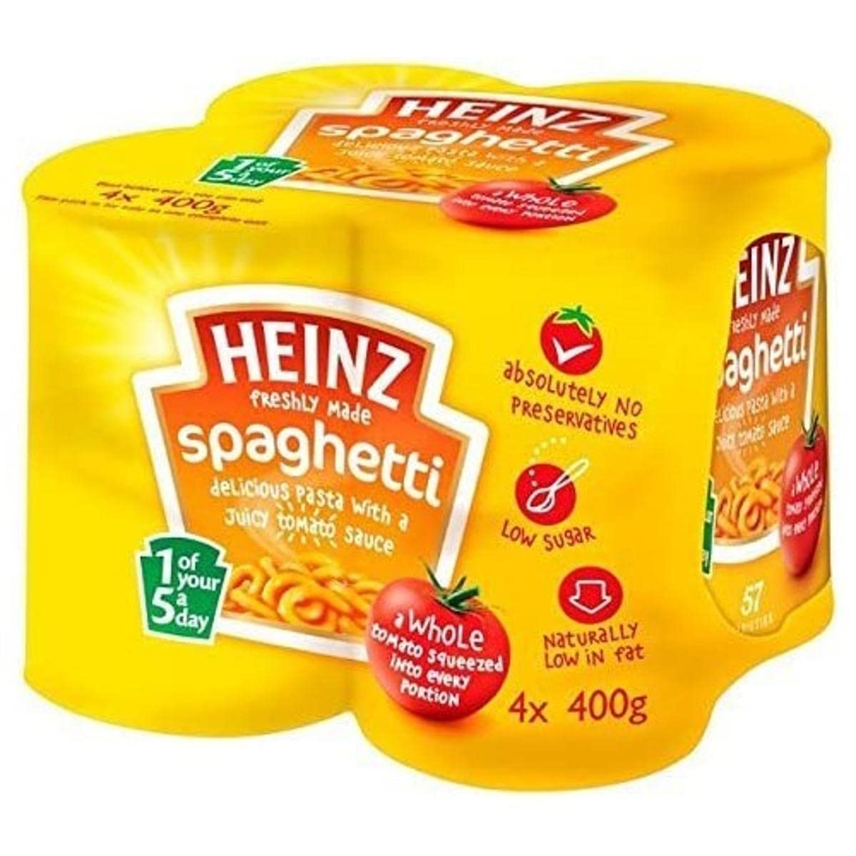 HEINZ Original Spaghetti in Tomato Sauce bottle pour, ready for a cozy weeknight dinner.