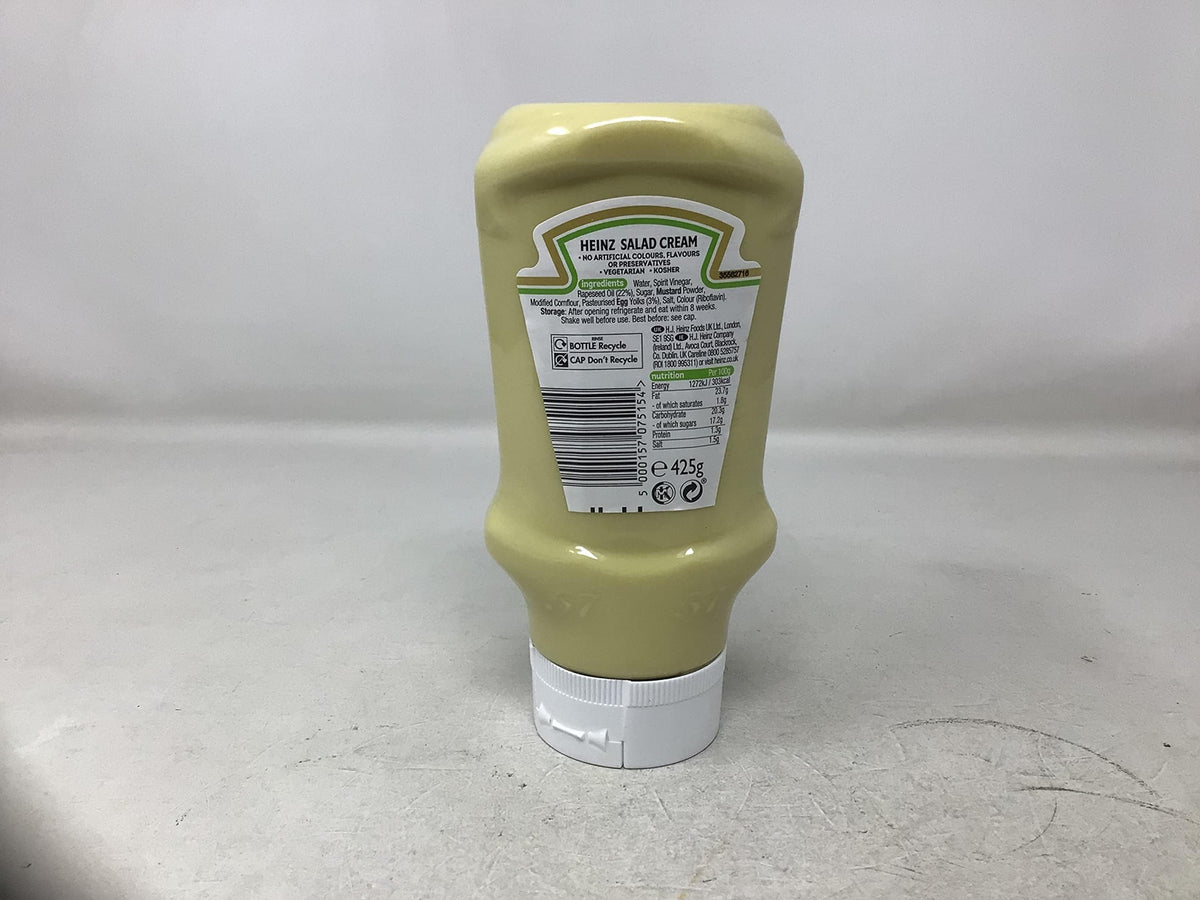 Heinz Salad Cream packaging 2-pack from the UK, convenient for family meals.