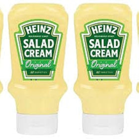 Heinz Salad Cream squeeze-top bottle, 425g, tangy and creamy condiment ideal for salads.
