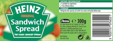 HEINZ Sandwich Spread 300g plate with ideas suggests dips and snack pairings