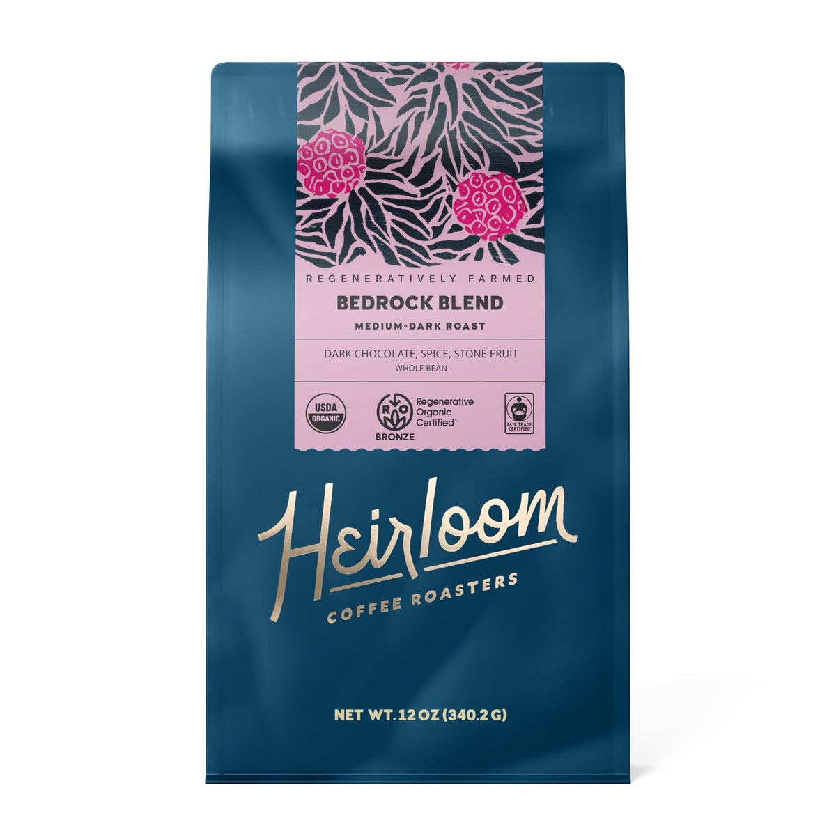 Ground Bedrock Blend for pour-over, highlighting smooth sweetness and chocolate notes.