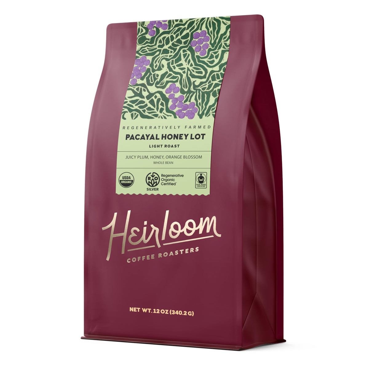 Heirloom Pacayal Honey Lot bag of regenerative beans for brewing