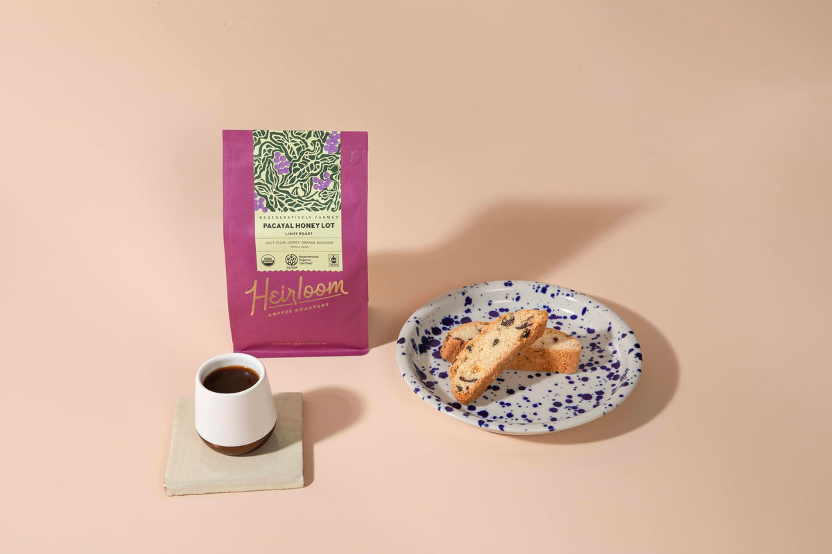 Pacayal Honey Lot packaging showing regenerative organic and fair trade badges