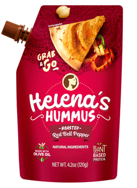 Helena Hummus BPA-free retort pouch label emphasizes safe packaging.