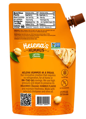 Helena Hummus ingredients highlight chickpeas and olive oil for natural flavor.