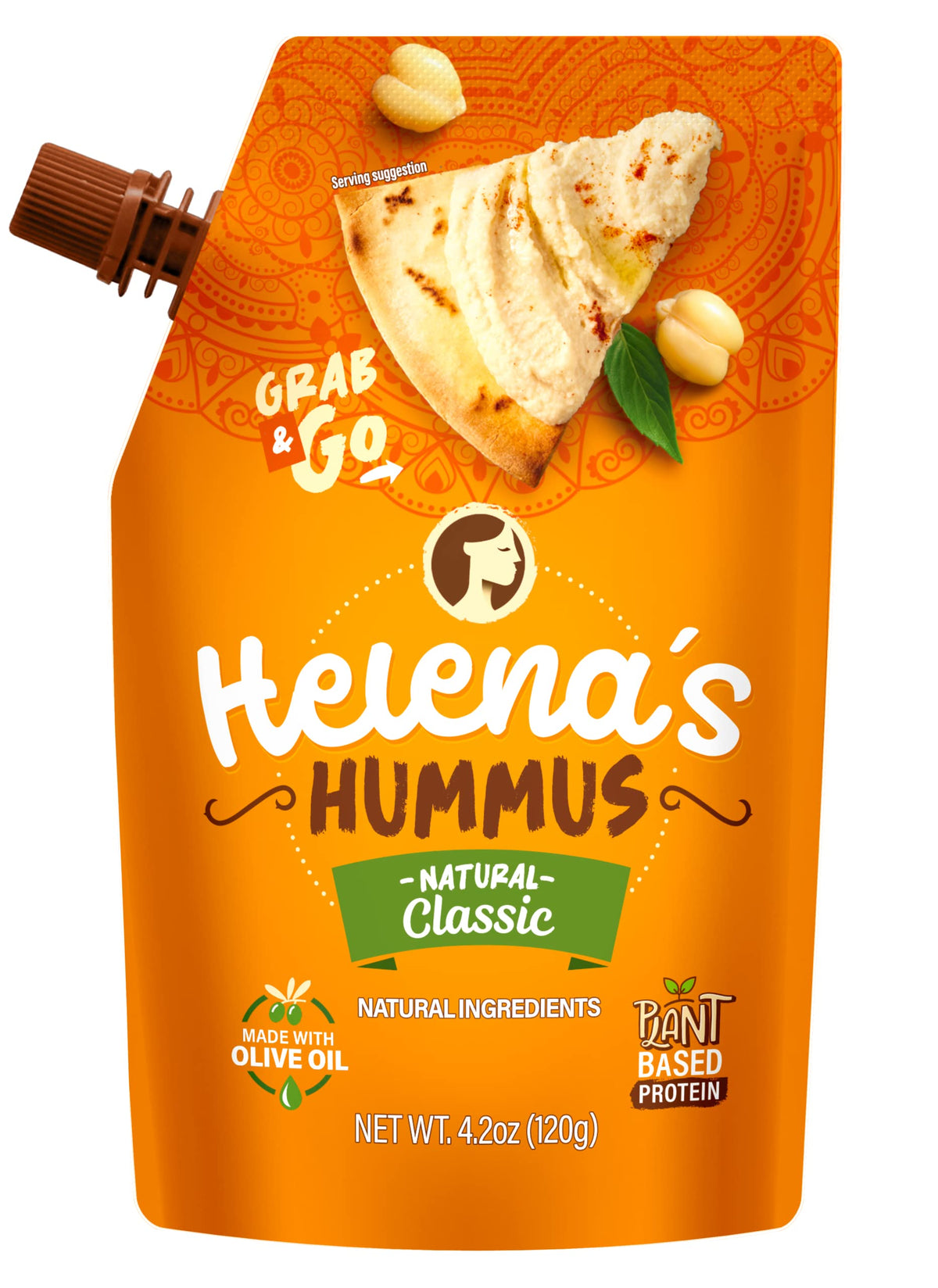 Helena Hummus on-the-go snack in a bag or lunchbox for portable convenience.