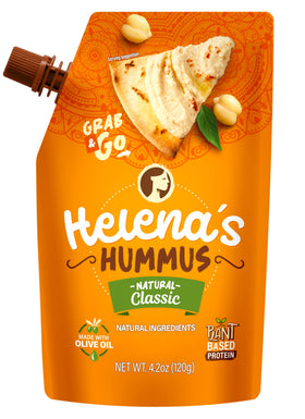 Helena Hummus on-the-go snack in a bag or lunchbox for portable convenience.