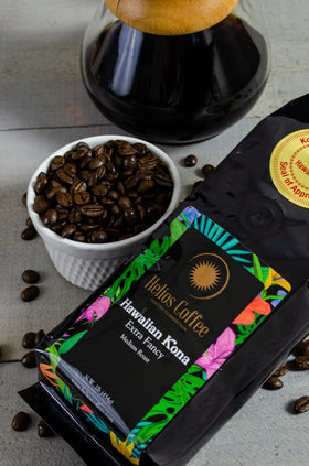 Helios Kona origin Hawaii emphasizes single-origin heritage.