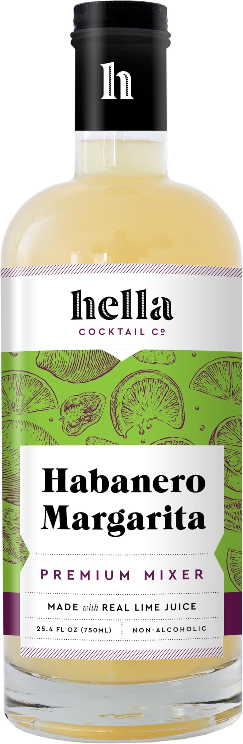 Hella Cocktail Co. Habanero Margarita Mixer bottle front for vibrant home margaritas.