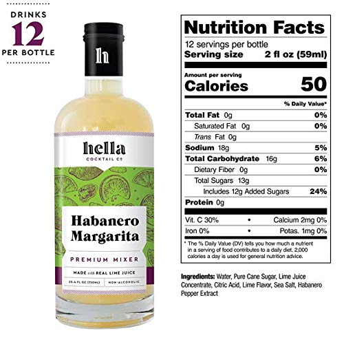 Hella Cocktail Co. Habanero Margarita Mixer label close-up highlighting ingredients