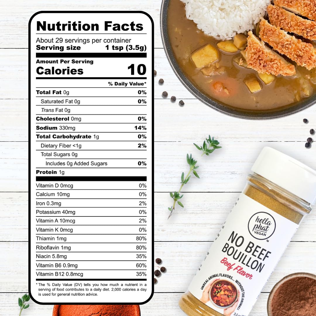 Hella Phat Vegan No Beef Bouillon dual shaker top for precise, mess-free dosing.