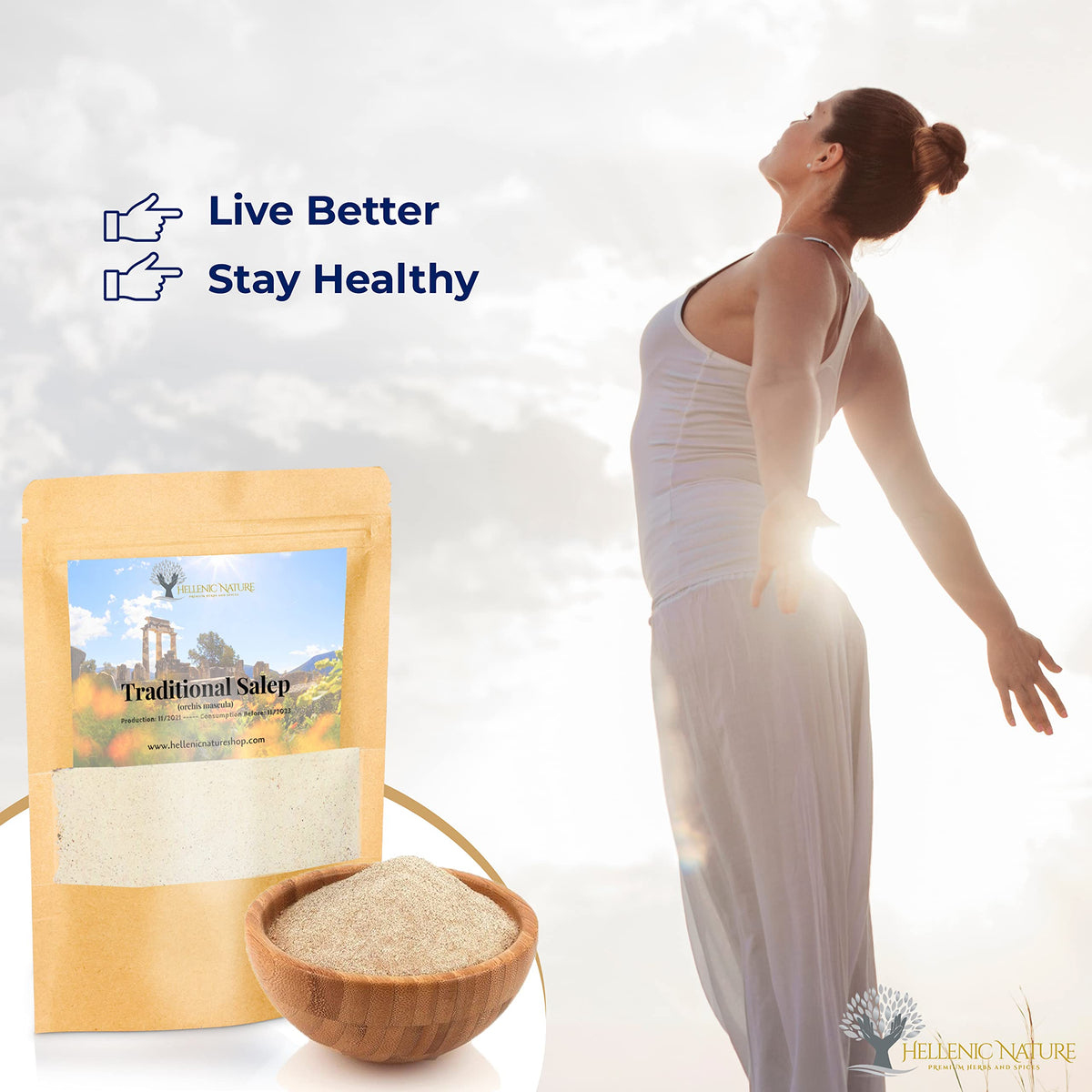 HELLENIC NATURE Greek herbs and spices packaging highlights authentic quality.