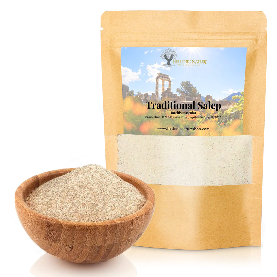 HELLENIC NATURE Salep powder in a ziplock doypack preserving aroma and freshness.