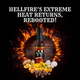 Hellfire Double Doomed bottle in hand, ready to spice chicken