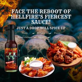 Hellfire Double Doomed chips with fiery dip for snacking