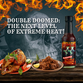 Hellfire Double Doomed wings plated with bold sauce drizzle