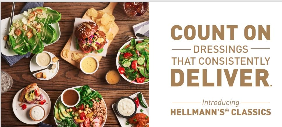 Close-up of real blue cheese chunks in Hellmann's Blue Cheese Dressing for flavor-rich salads.